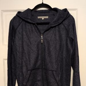 Alicia Adams Alpaca Heathered Blue Zip-Up Jacket